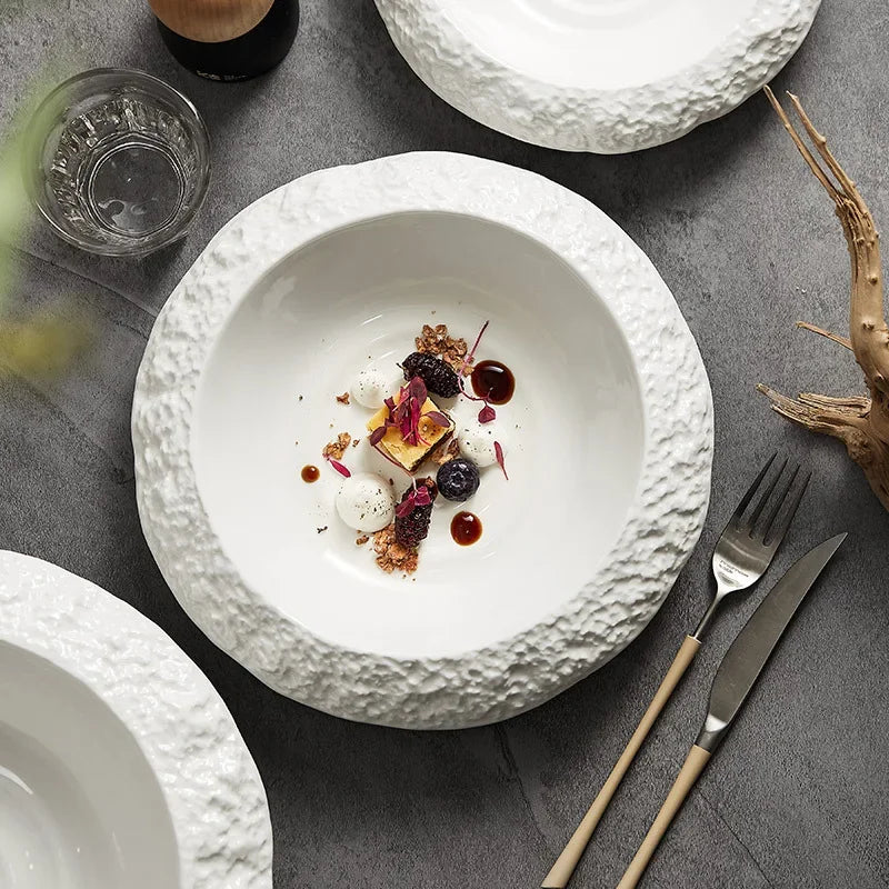 Rock Patternceramic Plats White Dinner Plate High-Grade Tableware