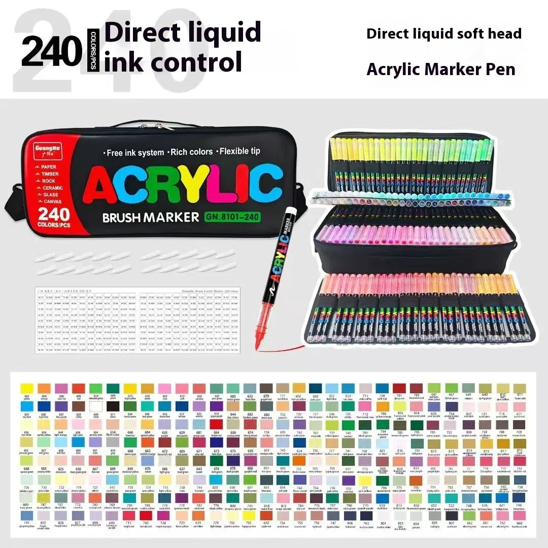 12-240 Colors Acrylic Paint Pens Pencil Brush Markers