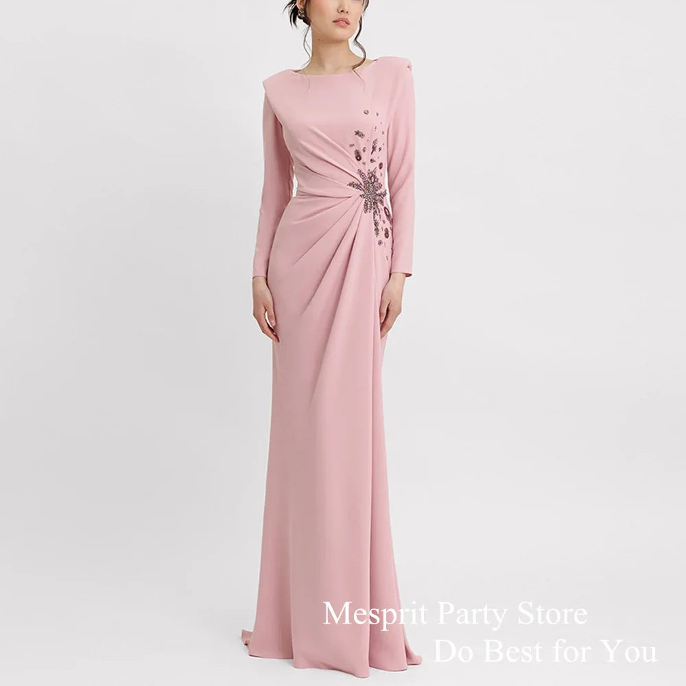 Brush Pink Evening Dress Mermaid Party Gown Customized