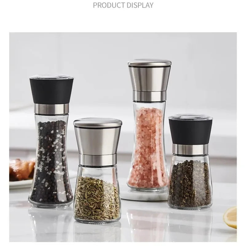 180/200ml Pepper Grinder Stainless Steel Glass Spice Bottle