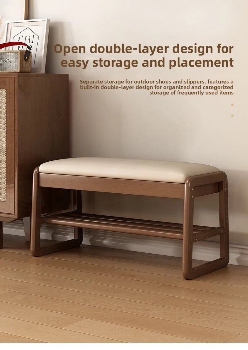 Solid Wood Storage Shoe Exchange Stool Solid Wood