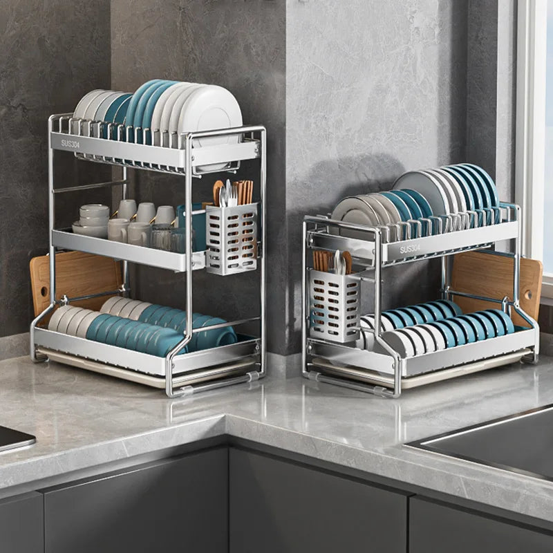 Dish Drainer Storage Organization Stainless Steels Drainer Dishes