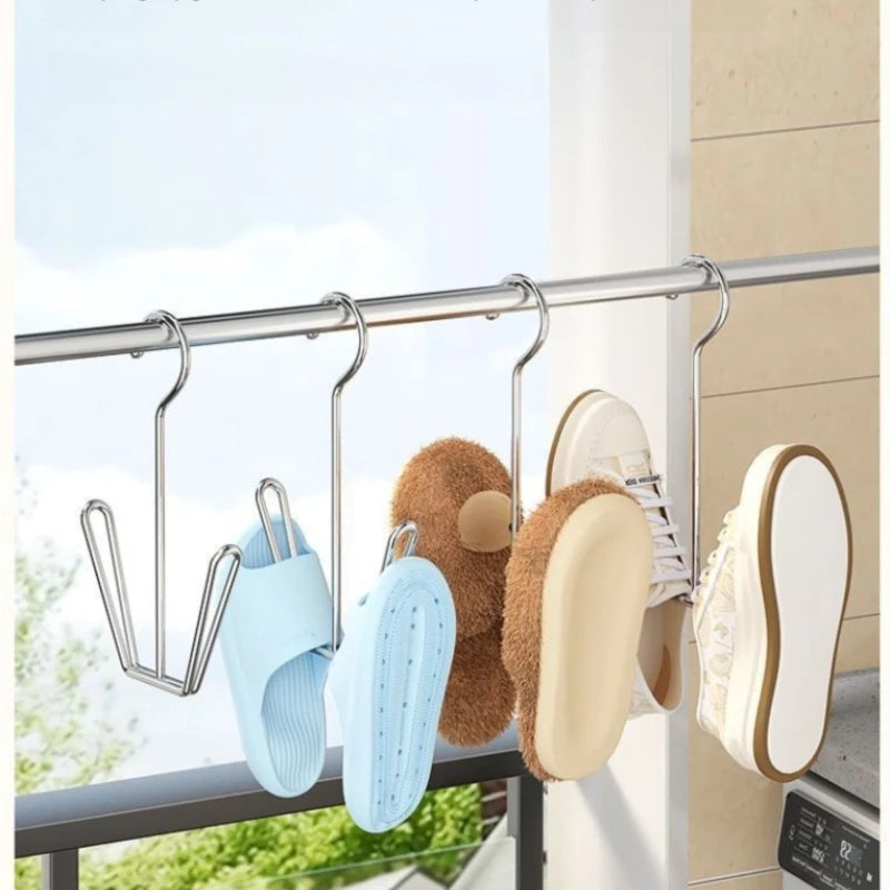 4pcs Stainless Steel U-Shaped Shoe Rack Windproof No-Drill