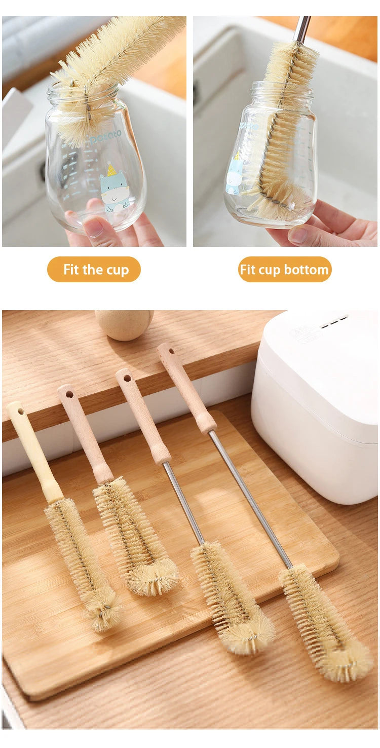Wooden Bottle Cleaning Brush Long Handle - Glass