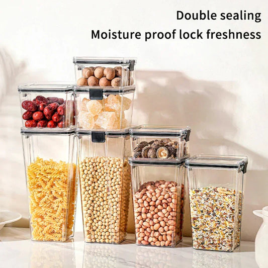 Airtight Sealed Plastic Food Storage Box Transparent Cereal