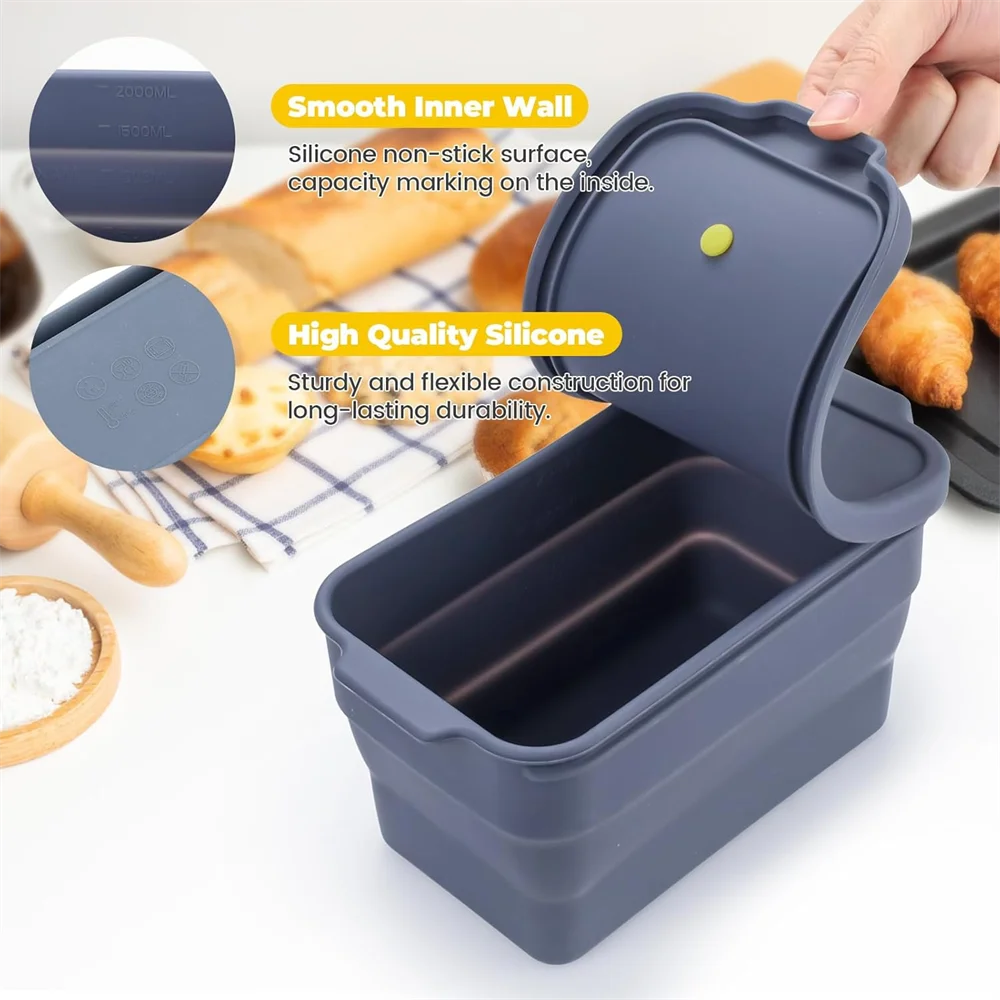 Collapsible Silicone Bread Loaf Pan Lid Nonstick Baking