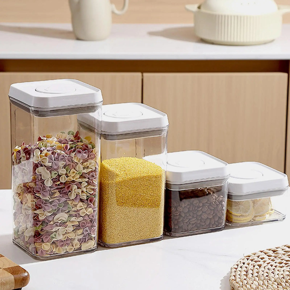 Cereal Container Airtight Jars Clear Stackable Sealed Jar