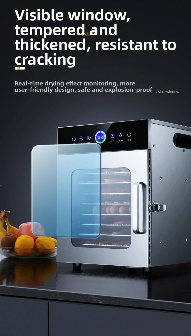 8-Tier Stainless Steel Food Dehydrator Commercial Power Digital