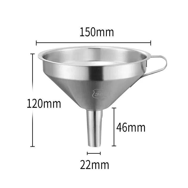 304 Stainless Steel Funnel Metal Wide Mouth Funnel