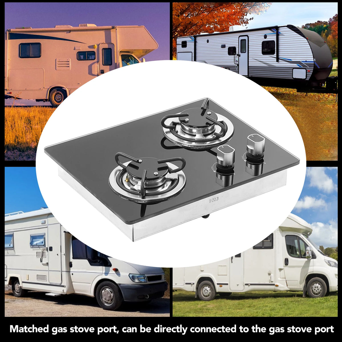 Rv Gas Stove Burners 8kw Power Tempered Glass