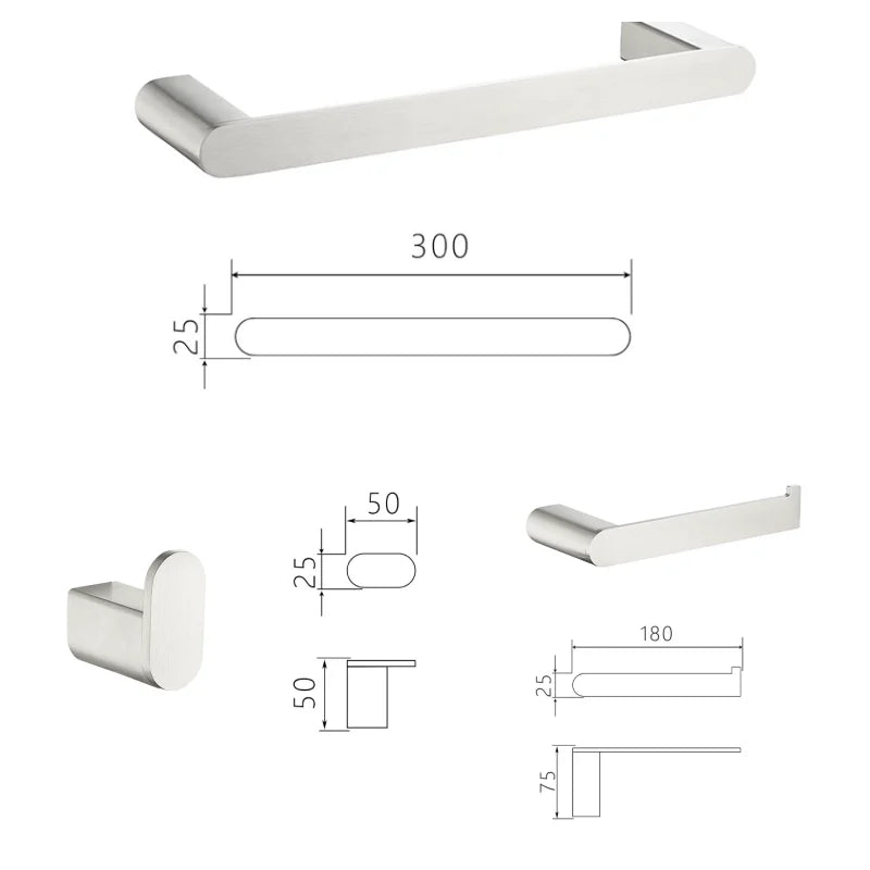 Brushed Towel Ring Holder Bar Rack Brush/Paper Holder