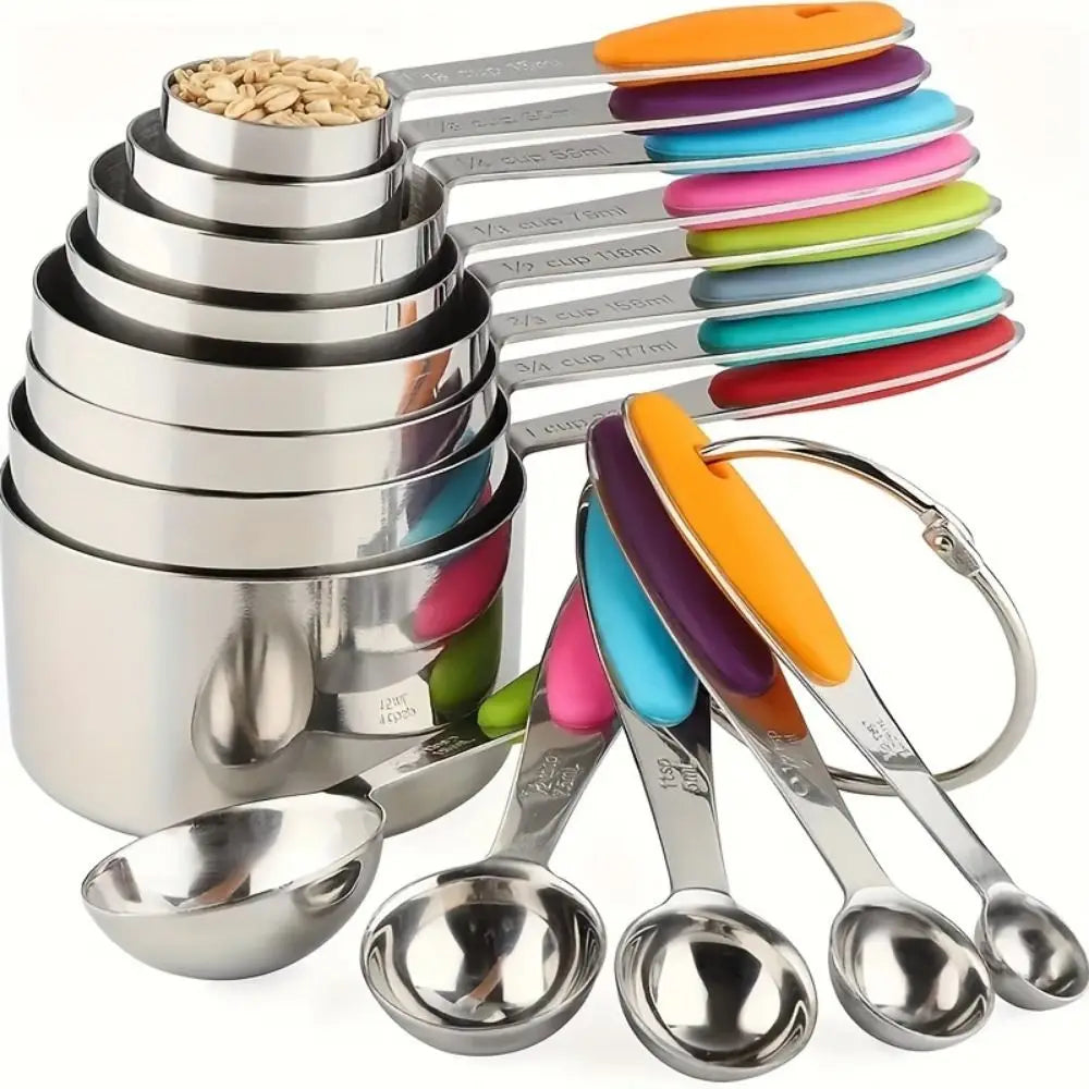 8/13pcs Stainless Steel Measuring Spoons Long Handle Stackable