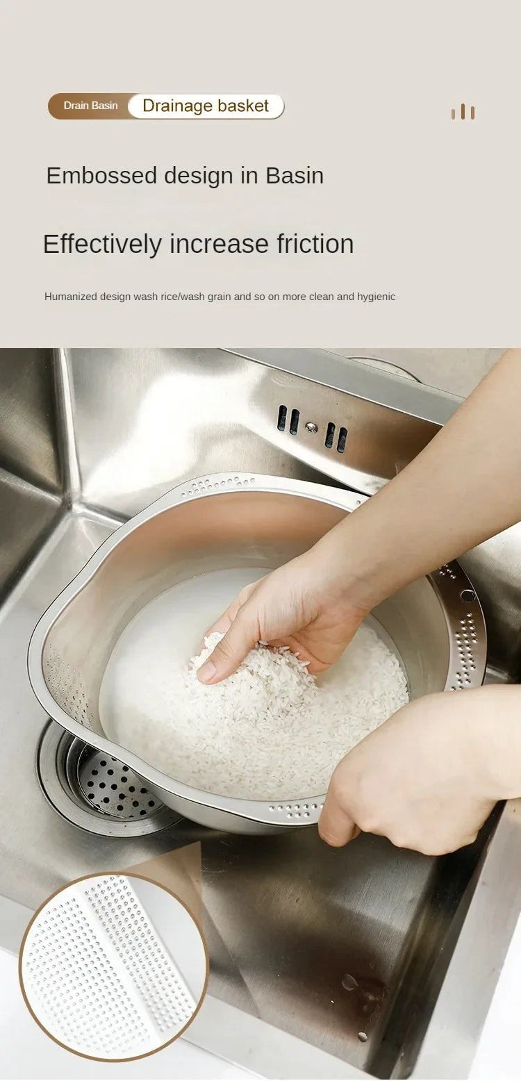 Rice Washer Strainer Bowl Stainless Steel 304 Rice