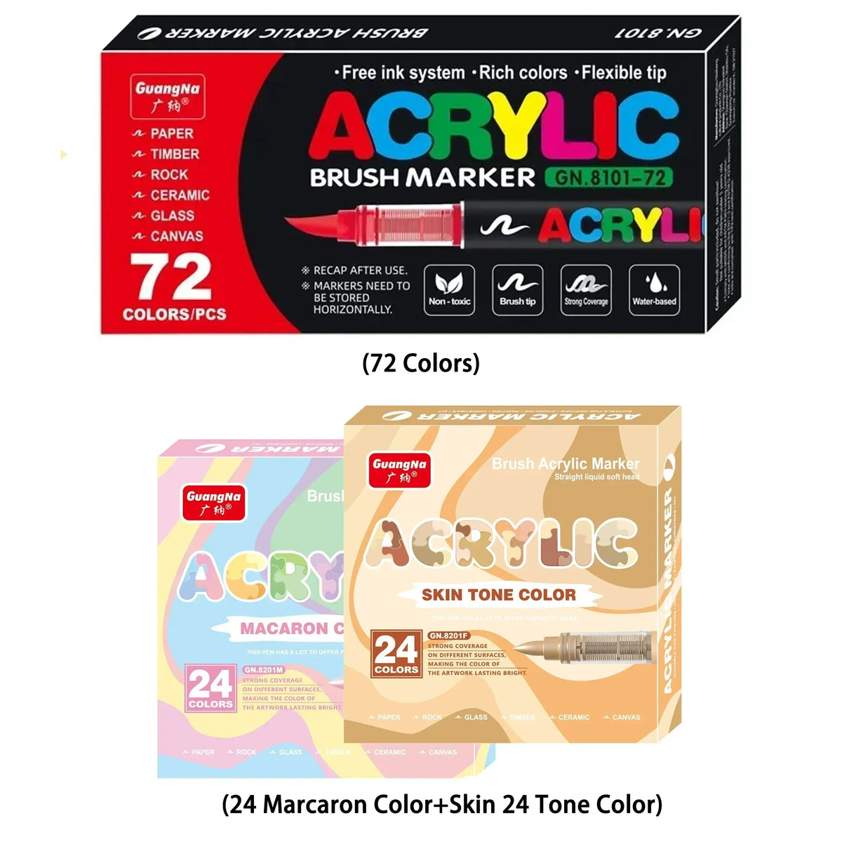 Guangna 360/12 Colors Acrylic Paint Pens Markers Brush