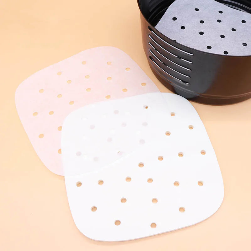 100pcs Air Fryer Liner Non-Stick Steamer Pad Baking