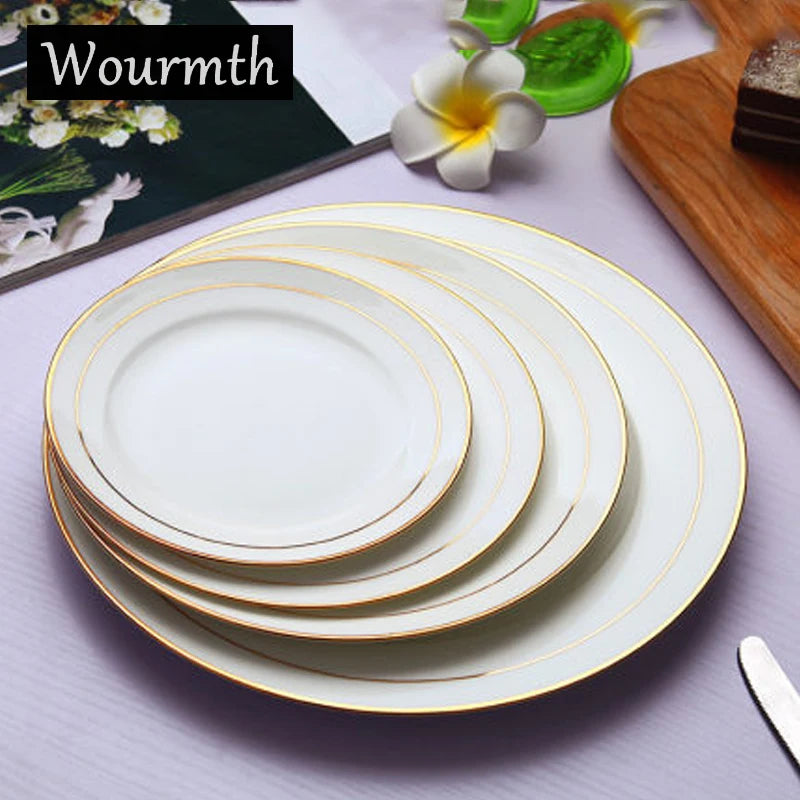 White Porcelain Dinner Plate Light Luxury Food Disk