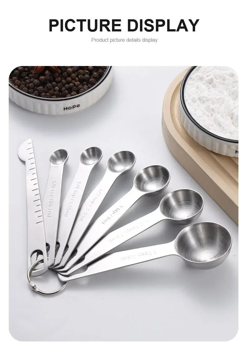 Stainless Steel Measuring Spoon 4/6/7/8 Scale Measuring Ruler