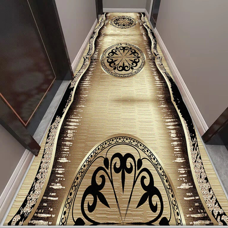 Golden Long Corridor Carpet Luxury European Decoration Hallway