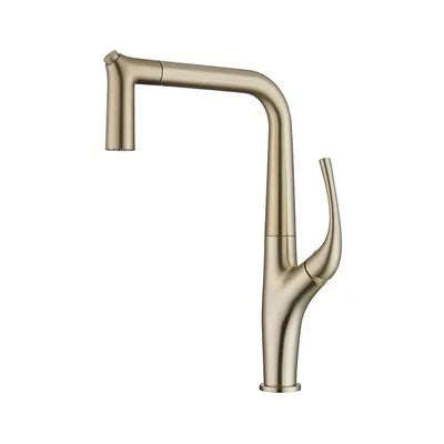 Brushed Gold Pull Out Faucet Tap Brass Crane