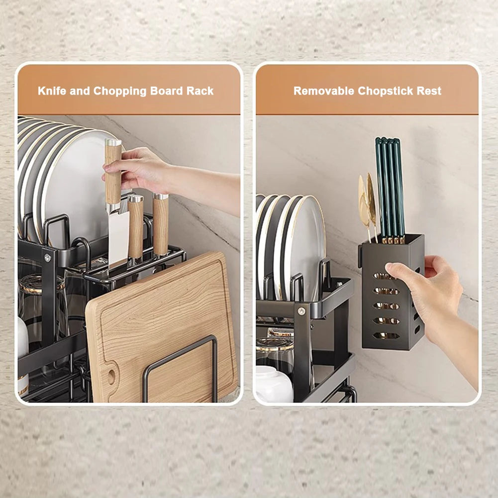 Dish Bowl Drainer Dish Drying Rack Adjustable Plates
