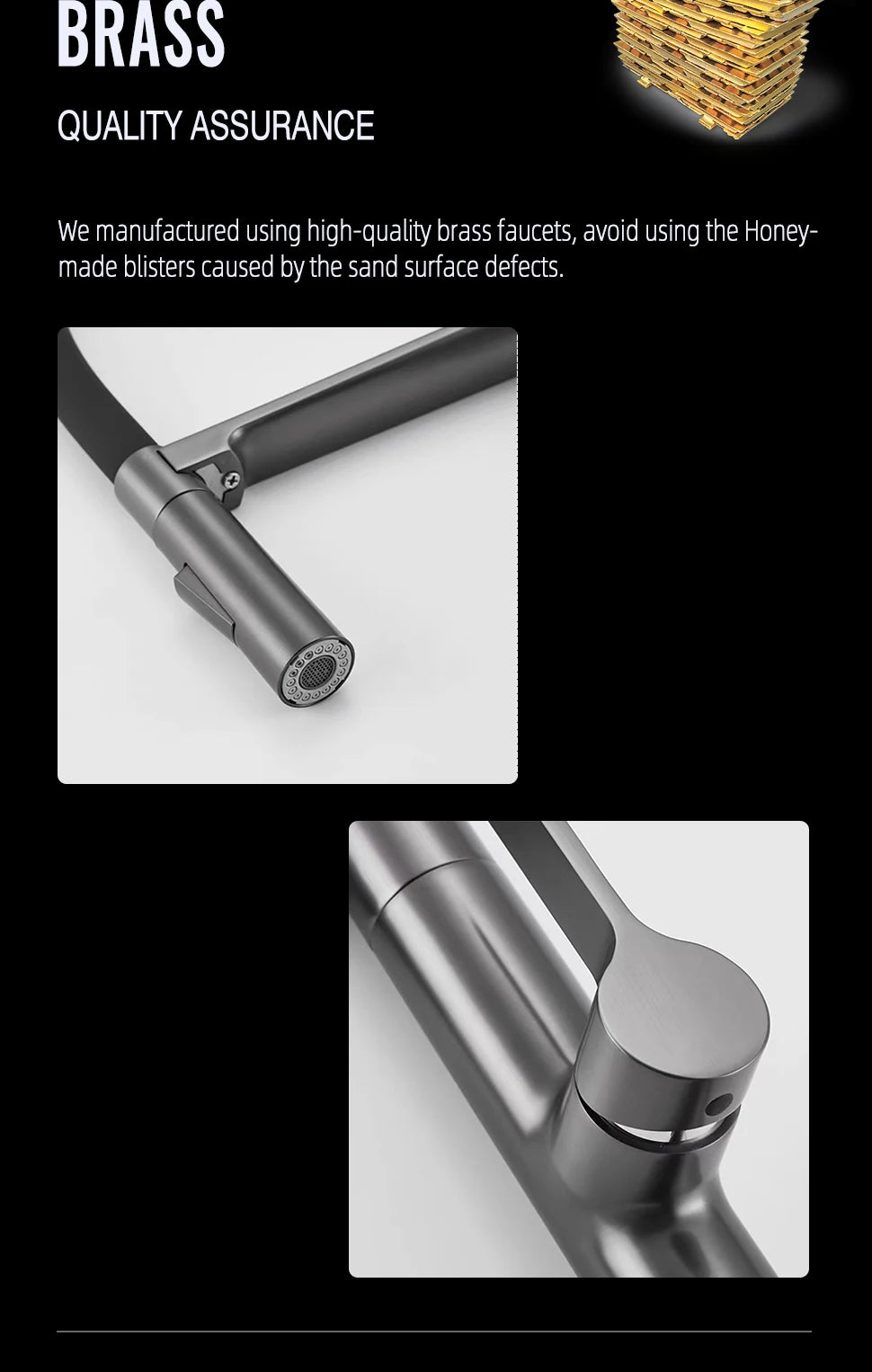 Black Faucet Pull Down Sprayer Rubber Mixer Deck