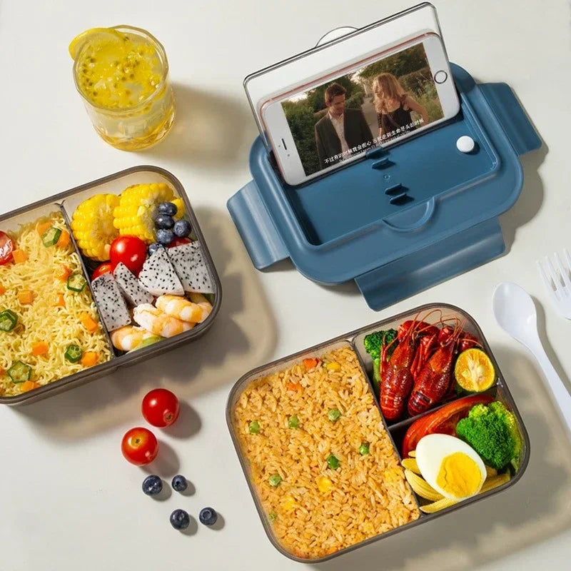 Lunch Box Tableware Office Workers Square Divided Microwave