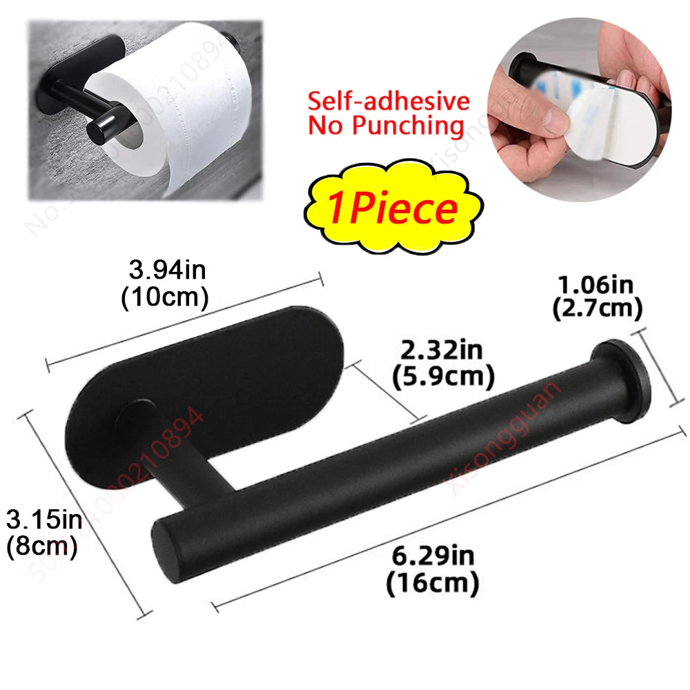 1/2pcs Paper Towel Holder Toilet Paper Holder Adhesive