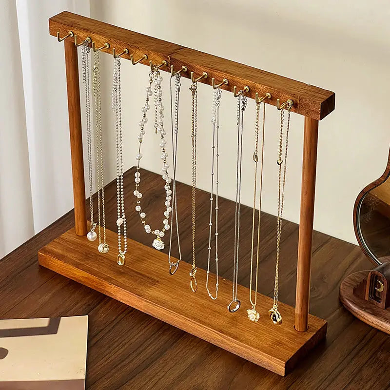 Jewelry Organizer Display Stand Solid Wood Necklace Hanging