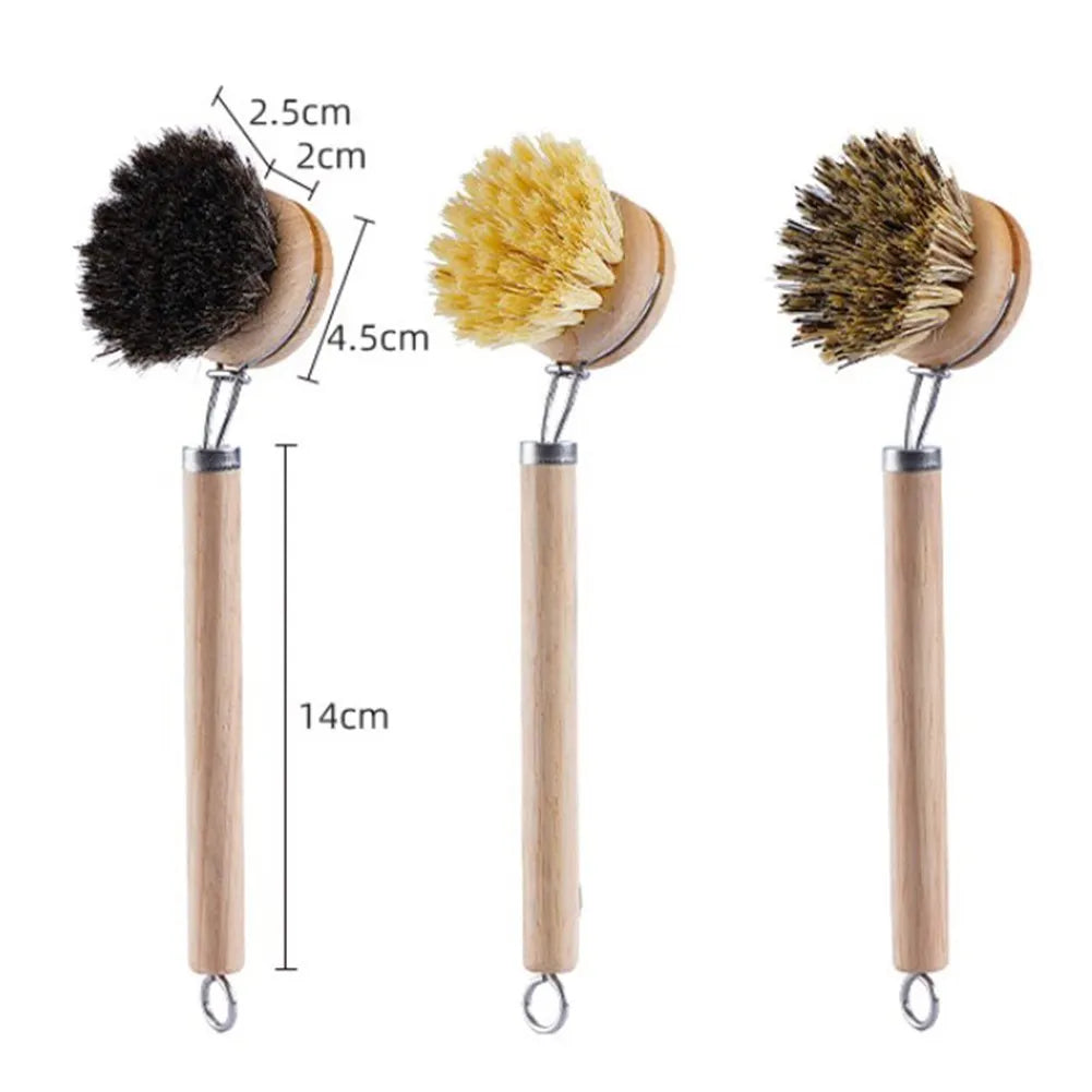 Bamboo Dish Scrub Brush Wooden Cleaning Scrubbers Cleaning