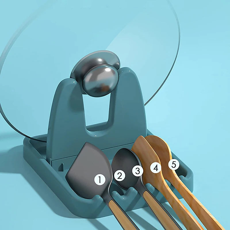 Foldable Pot Lid Rack Plastic Spoon Holder Fork