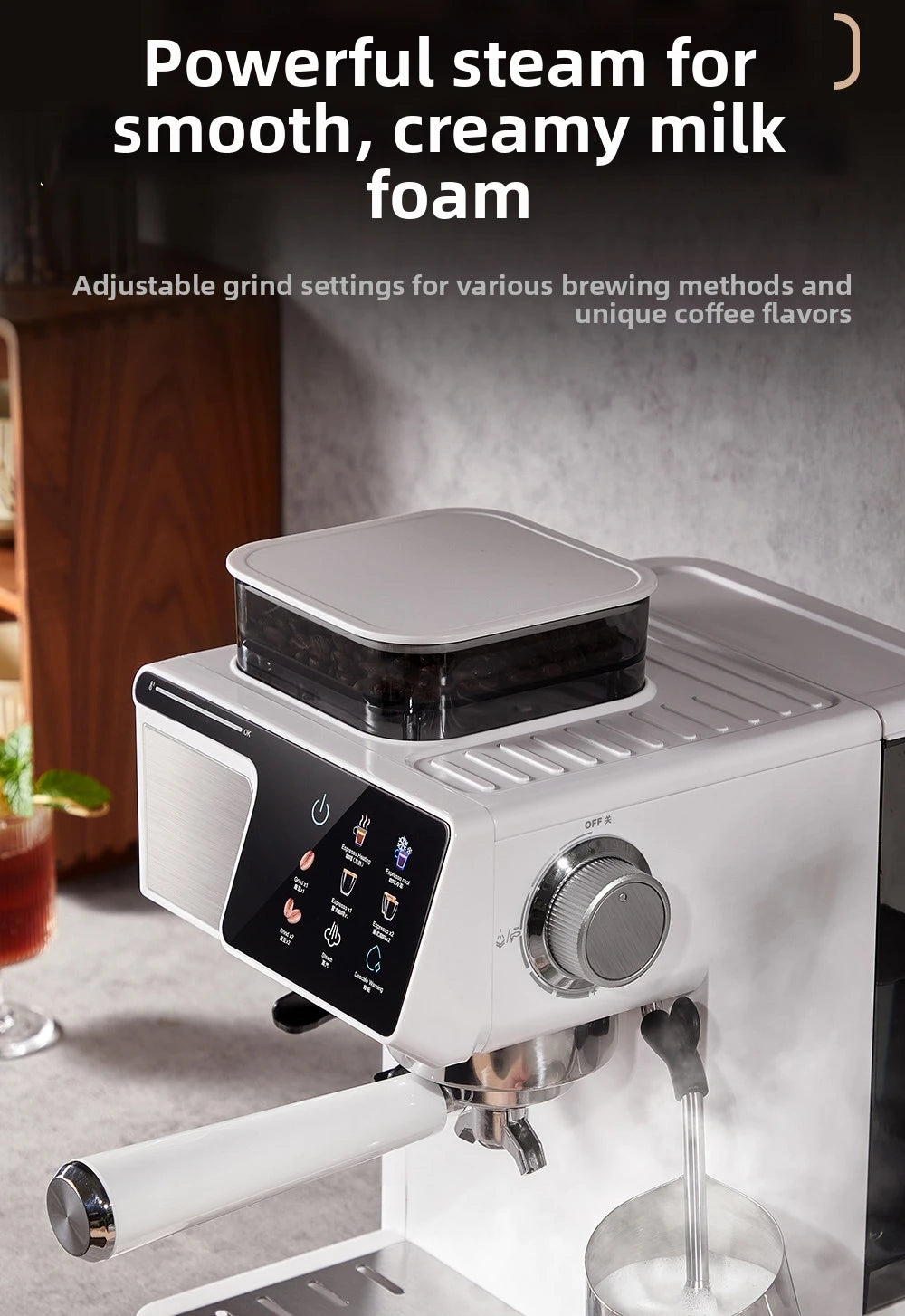 2-In-1 Cold & Coffee Maker Built-In Grinder &