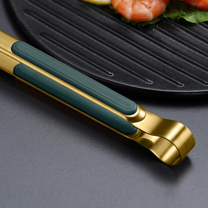 Gold Stainless Steel Food Tongs Non-Slip Serving Tongs