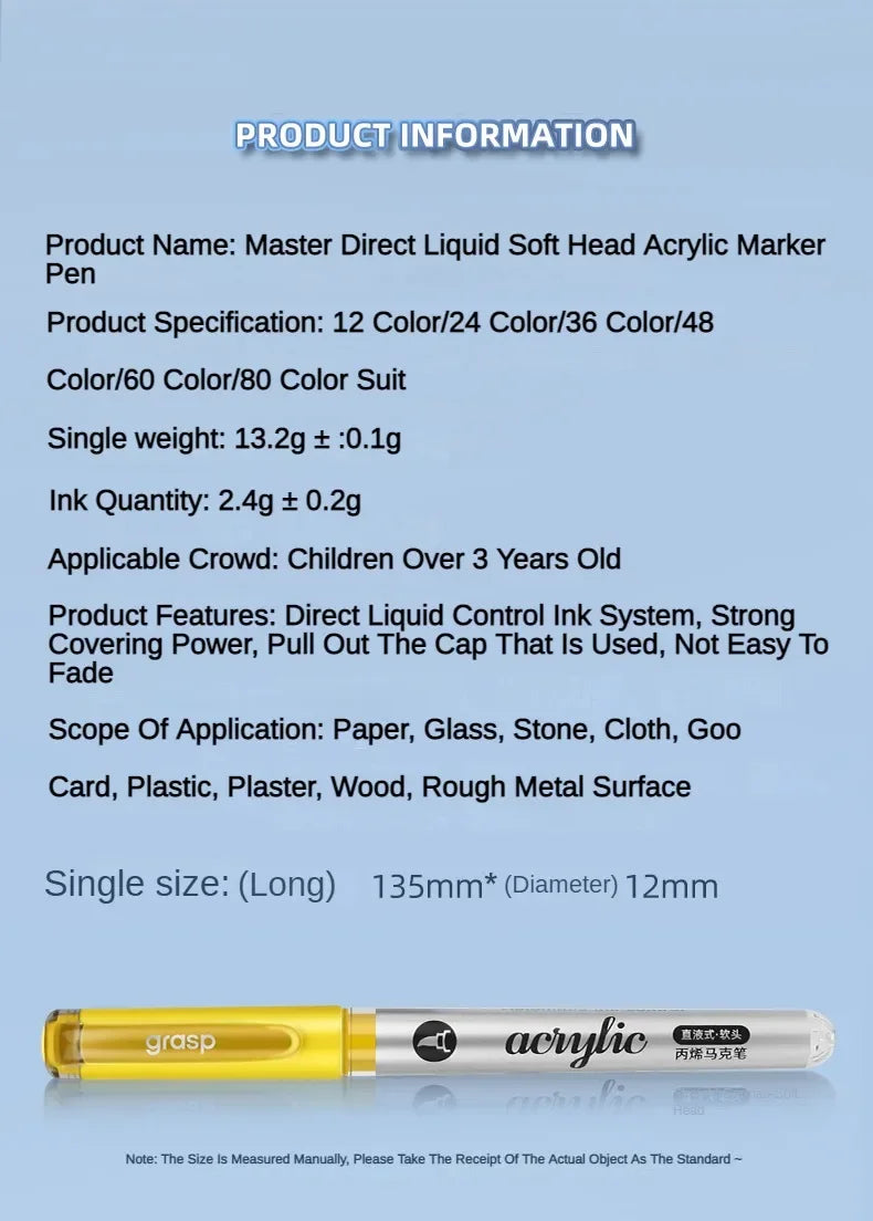 Grasp 168/1 Colors Acrylic Marker Pens Waterproof Pen