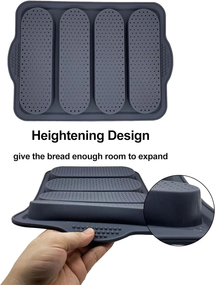 Silicone Loaf Pan Non-Stick Holes Baguette Pan Bread
