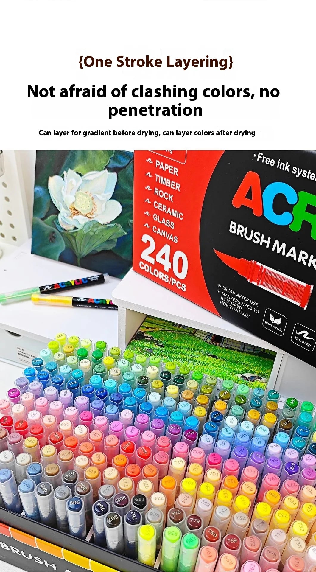 12-240 Colors Acrylic Paint Pens Pencil Brush Markers