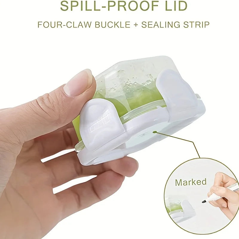 4pcs Mini Food Storage Container Leakproof Lid Sauce