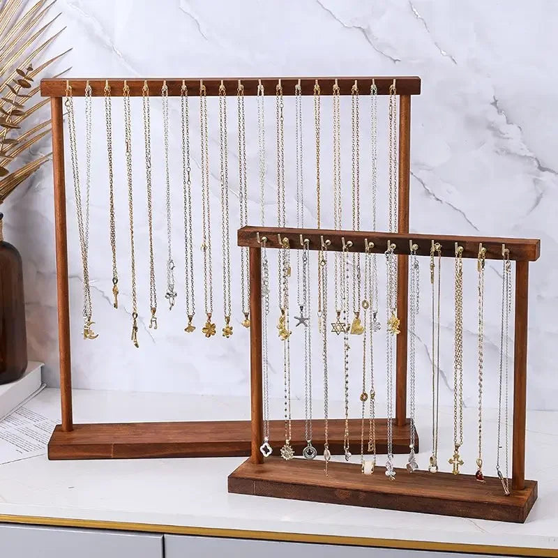 Jewelry Organizer Display Stand Wood Necklace Hanging Countertop