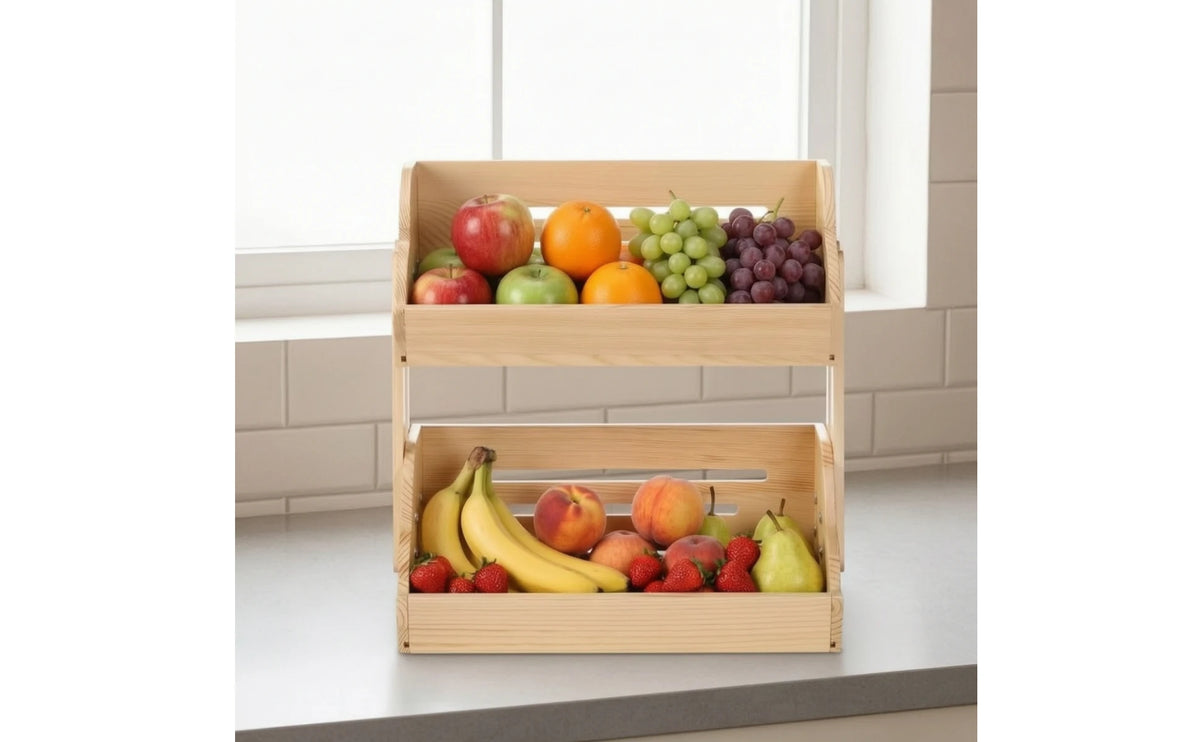 Countertop Organizer Ventilated Rack Trays Wooden Storage Rack