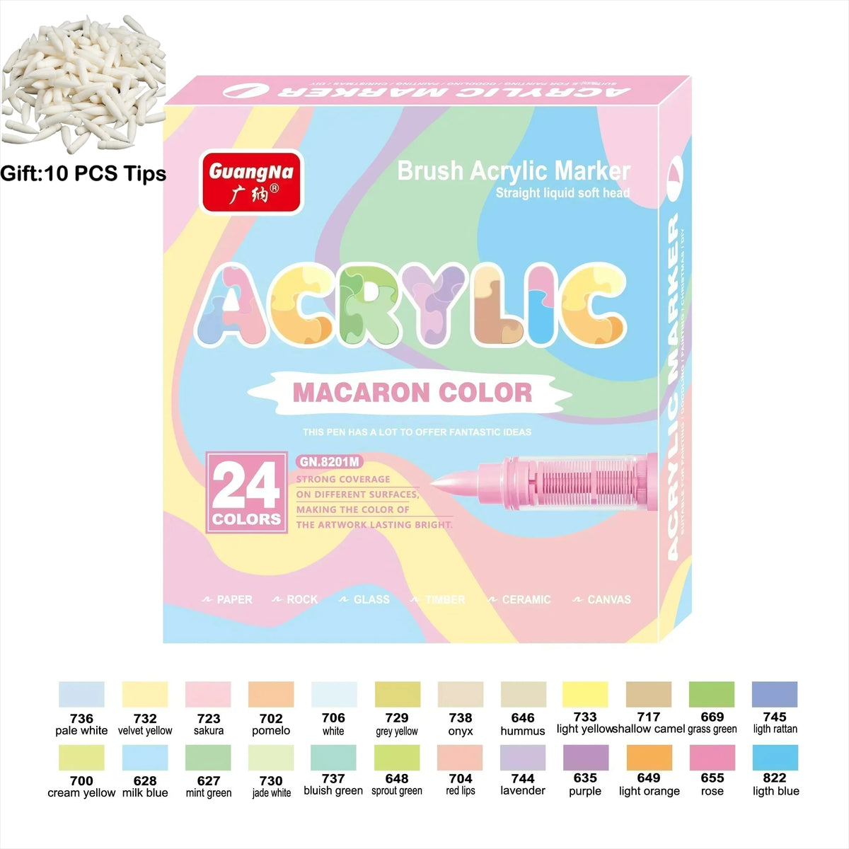 Guangna 12-360 Colors Acrylic Paint Pens Pencil Brush