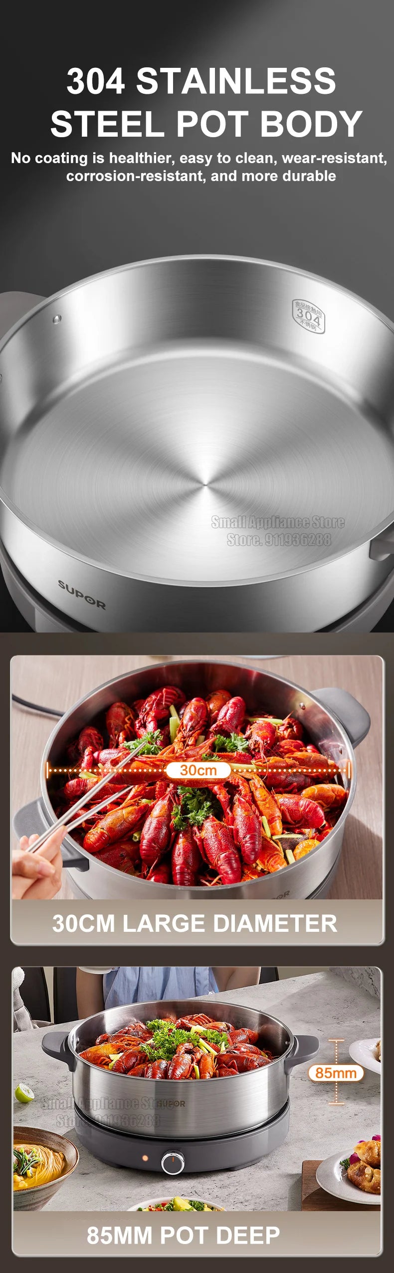 Supor 220v Multi Cookers Split Electric Pot 1-7