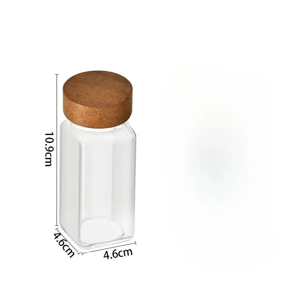 Square Spice Jars Wooden Lid Spice Jars Shaker
