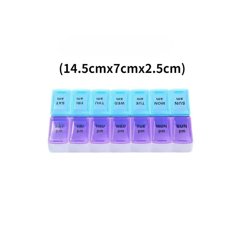 Travel Pill Organizer 7-Day Compartmented Storage Box 14