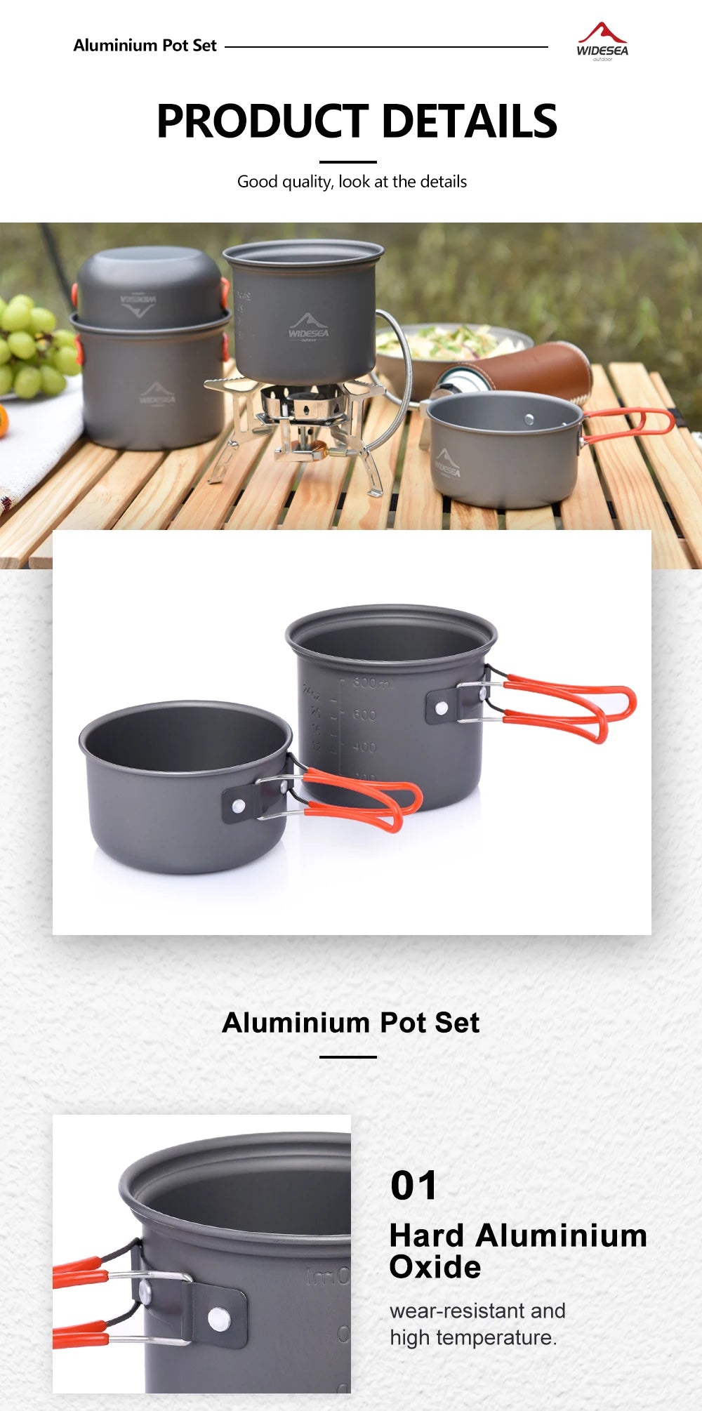 Widesea Camping Tableware Outdoor Cooking Camping Cookware Travel