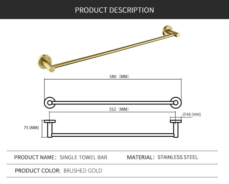 Bathroom Towel Rack Shelf Paper Holder Stainless Steel