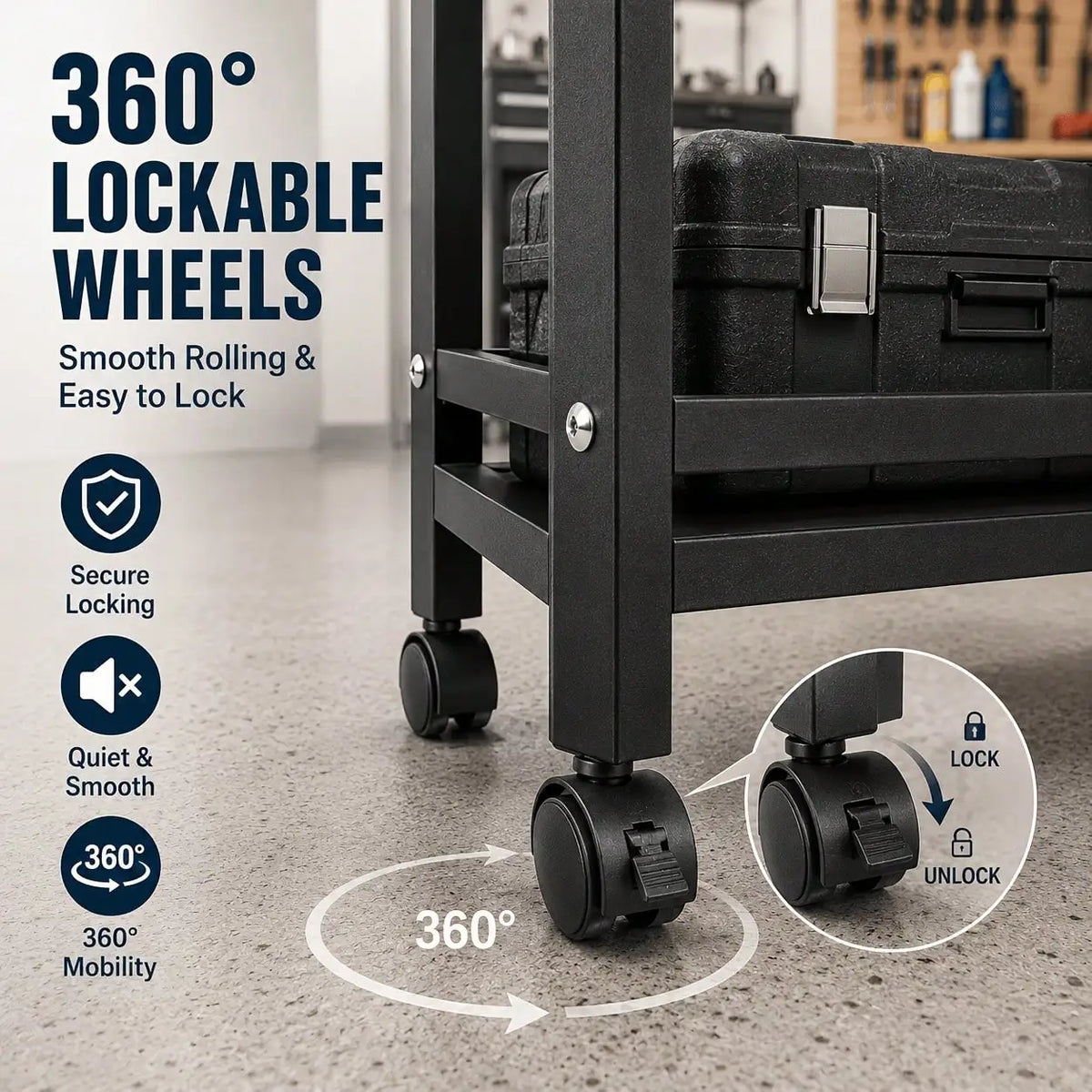 Mobile Storage Rack Adjustable 4-Tier Shelving Unit Wire