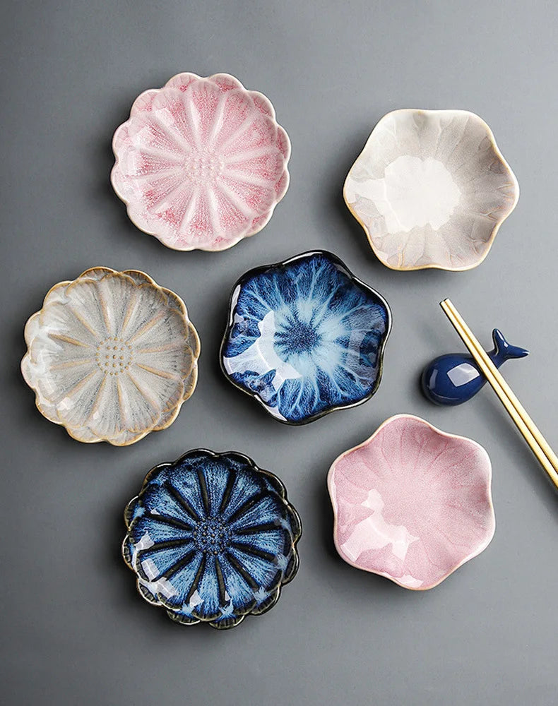 Japanese Ceramic Plate Retro Kiln Glaze Barbecue Mini
