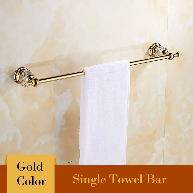Shower Shelf Toilet Paper Holder Golden Crystal Wall