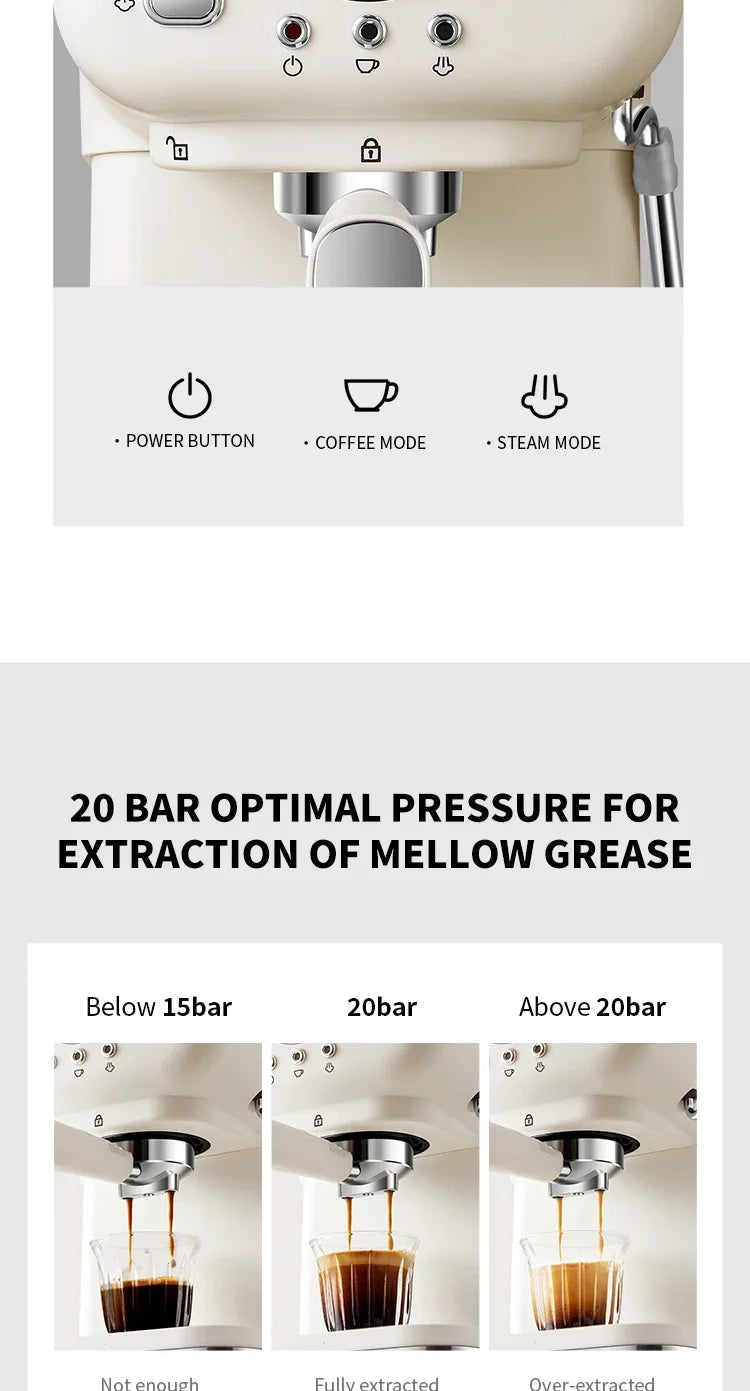 220v Italian Espresso Coffee Machine Stainless Steel Coffee