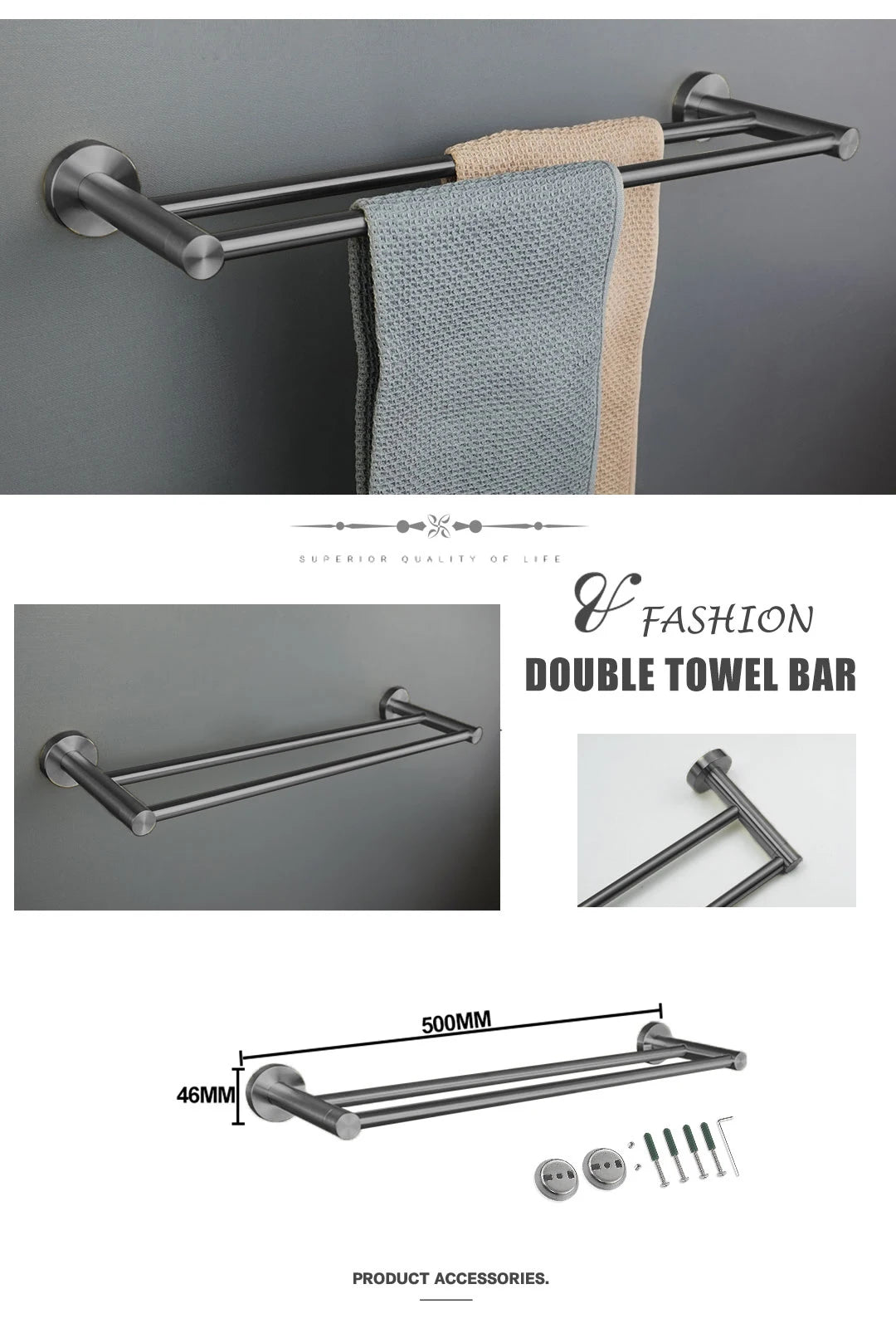 Gray Bathroom Hardware Cup Rack Towel Rack Toilet