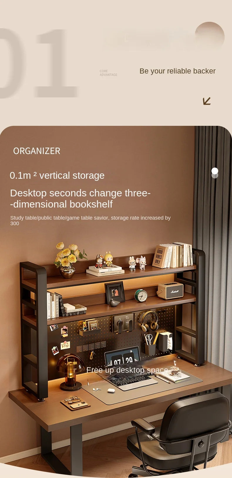 Desktop Shelving Unit Pegboard Desk/Computer Desk Multi-Layer